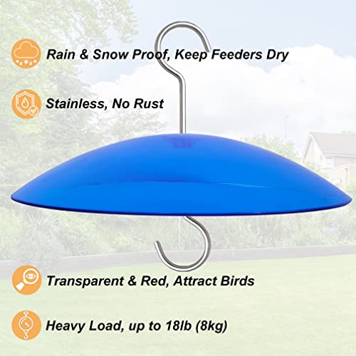 Small Squirrel Baffle for Bird Feeder - Mini Blue 8\" X 2 PC Small Hanging Weather Guard Protective Dome - Dia. 20CM