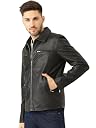 Leather Retail Faux Leather Men's Solid Biker Standard Length Jacket (Lrm33Blsm11_Black_S) gallery image
