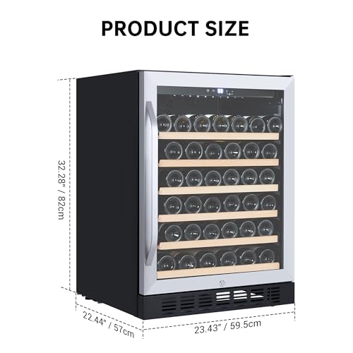 Image of 24'' Wine fridge - 46 Bottle Capacity wine cooler refrigerator, Stable Temperature Control, Digital Control Panel, Stainless Steel & Tempered Glass, Safety Lock,Lockable Wine Cellar for Home, Bar