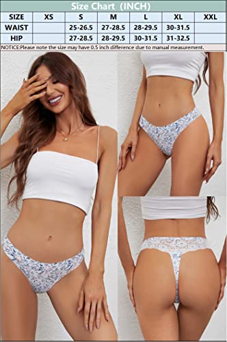 Jaywan Seamless Lace Thongs For Women Low Rise Thong Floral Underwear Panties 6 Pack (As1, Alpha, M, Regular, Regular, Assorted, Medium) #TOP1