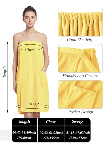 Image of Women'S Soft Wrap Towel Full Length,Bath Robe After Shower Female Plush Long,Spa Bathrobes Lightweight With Pockets