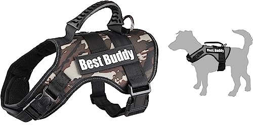 Flamingo Dog Harness Uranus Jungle camouflage M 32-48cm 60-80cm 21cm 38mm, Khaki
