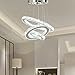 Crystal Chandeliers Modern LED 3 Ring Chandelier Adjustable Ceiling Light Fixtures Pendant Lighting Stainless Steel Hanging Lights for Living Room Dining Room Bathroom Bedroom, Cold White (Round)