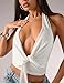 MISSACTIVER Women’s Sexy Halter Top Backless Wrap Twist Crop Tops Y2K Plunge Deep V-Neck Bandage Crop Tank Top Corset Cami White