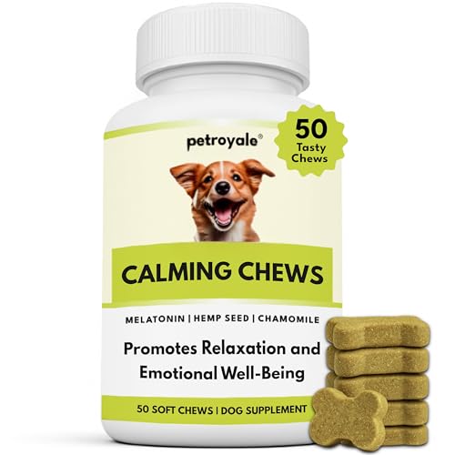 Image of Petroyale Calming Chews for Dog with Hemp Seed Oil - Anti-Anxiety Supplement for Dogs - Reduces Stress & Aggression in Dogs - Dog Behavioral Management - Natural Gentle Solution (50 Soft Chews)