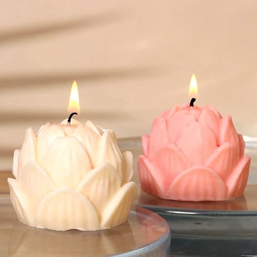 Cestony 3D Lotus Shape Candle Silicone Molds For Making Candle Resin Pillar Aromatherapy Candles Wax Soap Flower Specimen Clay Craft #TOP3