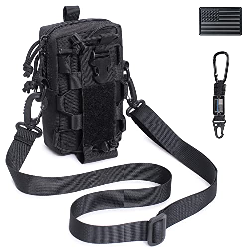 WYNEX Molle EDC Waist Pouch, Tactical Utility Pouch Organizer Water Bottle Carrier Adjustable Small Compact Tool Bag with Shoulder Strap for Hiking - WYNEX