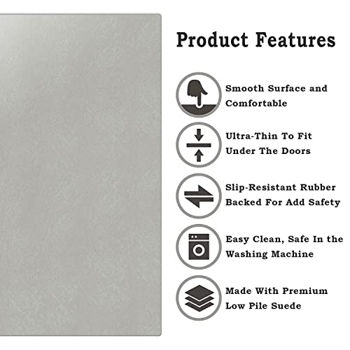 Hallway Runner Rug Mat Low Profile Ultra-Thin For Summer Using, Machine Washable Throw Rugs, Extra Large Area Rug Non Slip Rug Runner Carpet, Easy Clean Entry Rug Rubber Floor Mats (83"X28", Grey) #TOP3