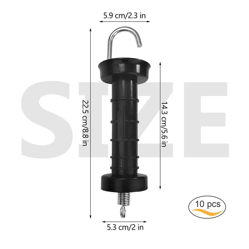 Manija de Puerta de 10 Piezas para Cerca EléCtrica, TensióN de Resorte Aislado, Accesorios de Repuesto para Cercas, para Puertas de Pasto