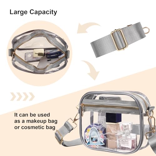 Image of Fibrdoo Clear Bag Stadium Approved, Leather Clear Crossbody Purse Bag for Concerts Sports Events Festivals