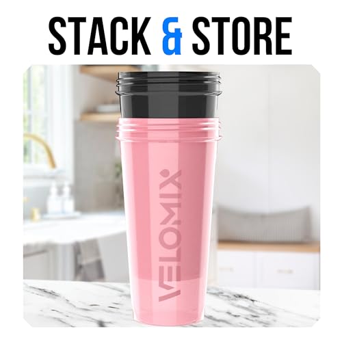 Image of VELOMIX -2 Pack- 28 oz Protein Shaker Bottles for Protein Mixes - 2x Wire Whisk | Leak Proof Shaker Cups for Protein Shakes and Pre Workout | Protein Shaker Bottle Pack (A7) Mixed Flowers