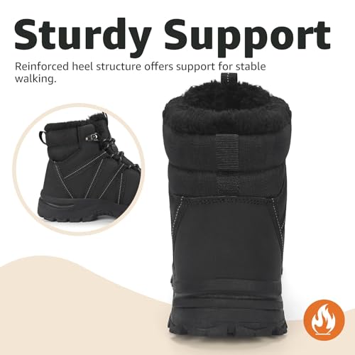 Mishansha Winterschuhe Damen Gefüttert Winterstiefel Warm Wasserdicht Wanderschuhe Rutschfeste Outdoor Schwarz 40 EU