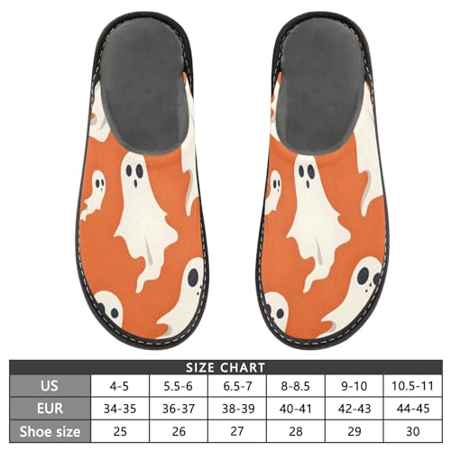 Slippers for Women Ghostly on Orange Background Soft Fuzzy Women's Slippers Indoor and Outdoor Shoes3