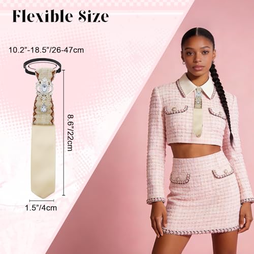 Image of Rhinestone Ties for Women, Skinny Neck Tie for Women Business Prom