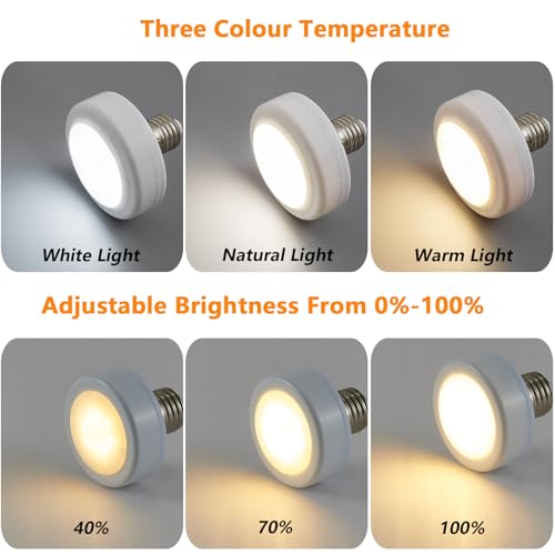 Image of XSDeTu E26 Battery Operated Light Bulb for Lamps, Screw in LED Puck Lights with Remote, Replacement AA Battery Powered Dimmable Timer Light Bulb with USB Cable for Non Electric Wall Sconce,1 Pack
