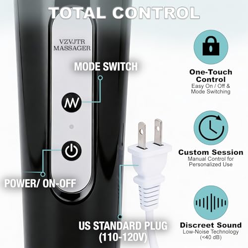 Image of Handheld Electric Back Massager, 10 Speed Wired Deep Tissue Vibrating Massager for Muscle Aches (Black)