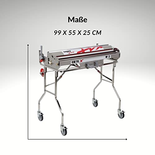 Tapofix Tapeziergerät CB 75 X - Standgerät für Tapeten und Raufaser - Tapeten bis zu 82 cm Breite - Für Großrollen - Eingebauter Kleisterkasten - Fahrbar und einklappbar