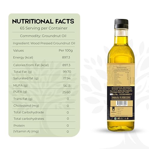 Image of SHREE AANANTAM Cold Pressed 100% Pure & Natural Kachi Ghani Groundnut Oil /Peanut Oil - 1 Litre