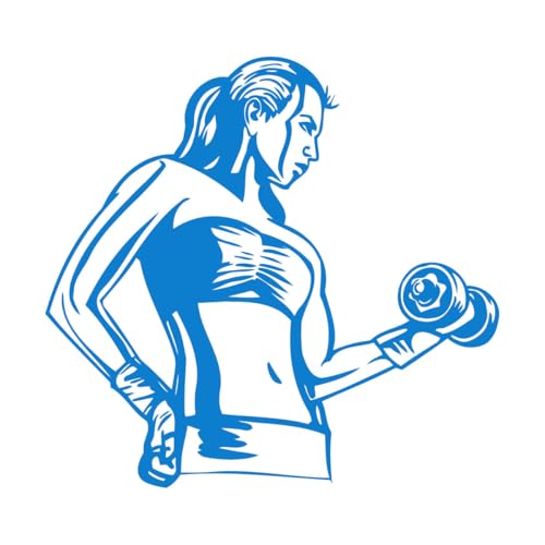 Gimnasio Chica Mujer Gimnasia Culturismo Deporte Calcomanías de pared 36x37.9cm Removible sin dejar pegamento Azul