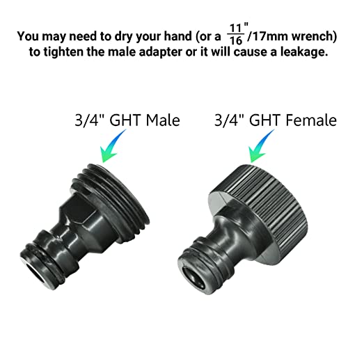 ECOESPTI Quick Connect Garden Hose Fittings, 3/4\" Hose/Faucet/Nozzle Quick Connect Adapters, Male & Female Thread Nipple Quick Connectors, 12 Pack