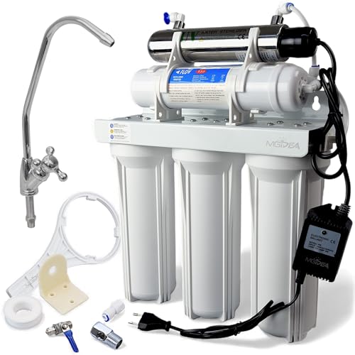 FILTRO DEPURATORE ACQUA SOTTO LAVELLO SPILLATORE SISTEMA FILTRAZIONE 6 STADI LAMPADA UV-C, CARTUCCIA CARBONI ATTIVI POST FILTRO RUBINETTO UNIVERSALE SPILLATURA DEDICATA 10' 254MM CASA LAVABO CUCINA