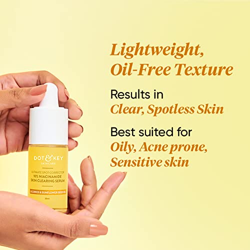Image of Dot & Key 10% Niacinamide Serum Ultimate Spot Corrector, 30ml, with 1% Zinc and Hyaluronic Acid, face serum for spotless skin (30)
