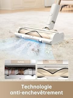 dreame R10 Aspirateur Balai sans Fil, 20 000PA / 120AW, Autonomie de 60 Min, Filtration avancée, Brosse Multi-Surfaces avec éclairage LED Idéal pour ménage, Poils d'animaux et Tapis