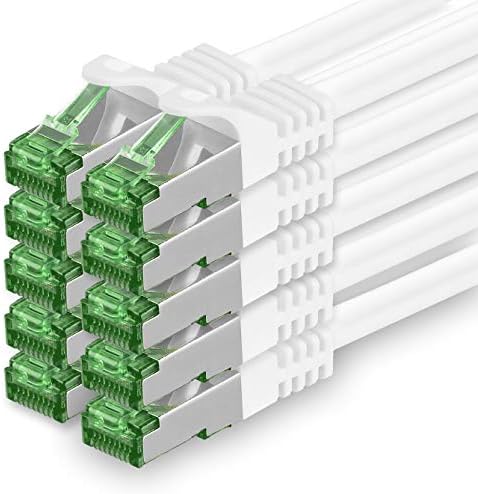 Cat.7 ethernet cable 0,5m - 10 Colors Set - 10 pieces - Cat7 lan network 10GBASE-T - 10000 Mbps (Sftp Pimf) double shielded patchcable RJ45 plug Cat.6a