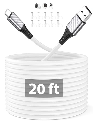 Cable USB C 6m/20ft, 3A Extra Long Câble USB A vers USBC Charge Rapide Cable Charge Type C Cordon de Données pour iPad Air Samsung A16 A17 S25 S24 S23 Pixel...