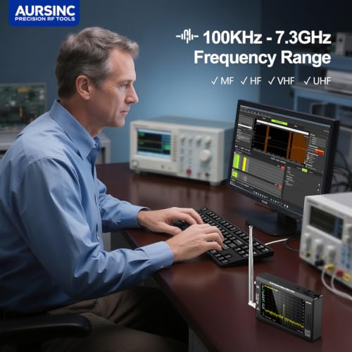 Image of AURSINC Tinysa Ultra+ ZS407 7.3GHz Spectrum Analyzer Bundle with Hard Case | 100kHz-7.3GHz, 2-in-1 RF Signal Generator, 4 inch Touchscreen with Shockproof EVA Case for Field RF Testing, 5000mAh battery