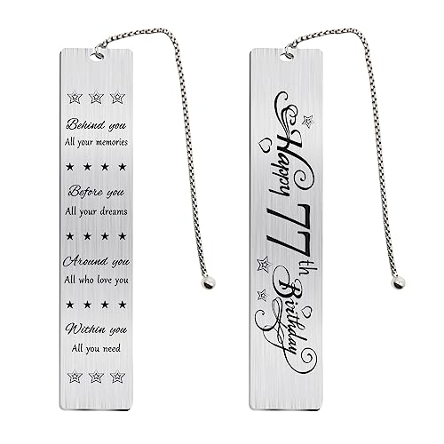 Jzxwan 77th Birthday Gifts for Women Men, 77 Year Old Birthday Bookmark, Female 77 Yr Old Bday Card Gift Ideas, Happy 1948 Bday Book Mark for Woman Man, 77th Bd Decorations