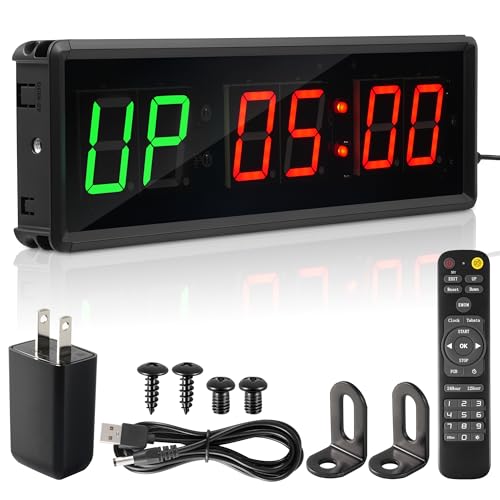 Faweskiy Upgraded Gym Timer Clock for Tabata/FBG/EMOM - Large Digital Interval Workout for Fitness Enthusiast, Count Down & Up | Stopwatch | Workout Clock for Home Gym/Yoga/Boxing/Garage Fitness Times