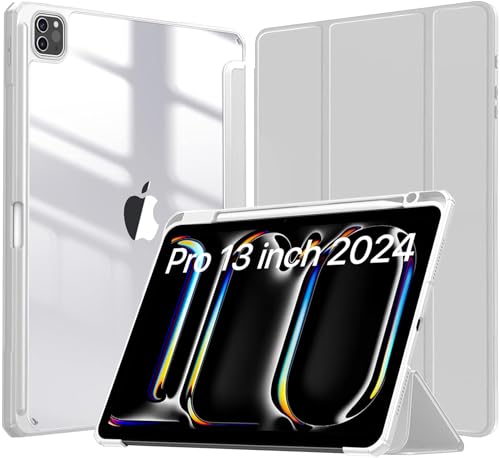 Robustrion for iPad Pro 13 inch M4 Cover Case (M4) 2024 with [Pencil Holder] [Transparent Back] Hybrid Case Cover for iPad Pro 13 inch [Auto Sleep Wake Support] - Light Grey (B0D42FY87S) Amazon Price History, Amazon Price Tracker