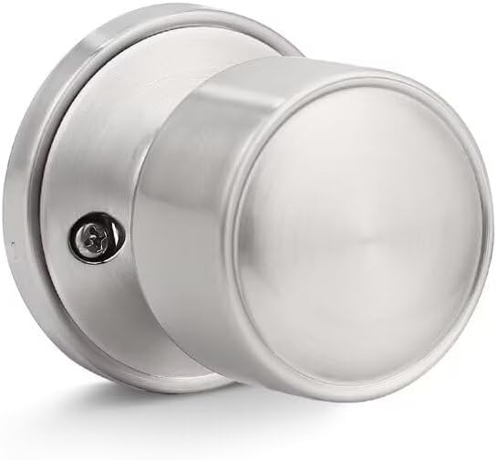 One Sided Dummy Door Knob Interior for Bifold Doors 1 Pack, Modern Dummy Door Handle Interior for French Door, Flat Satin Nickel Indoor Keyless Door Knob for Closet and Pantry