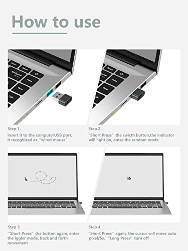 Geyes Mouse Jiggler, Undetectable Mouse Mover Device Has Two Swing Modes Jiggle And Multi-Track,Keeps For Computer/Laptop Awake, Driver-Free, Plug-Play With Usb-C Adapter (Metal Black) #TOP2