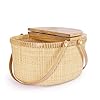 Teng Tian Nantucket Basket Crafts Cane-on-Cane Weave Picnic Basket Shopping Basket Basket Storage Basket Two Swing Handles (Ash Activity Double Open) #1