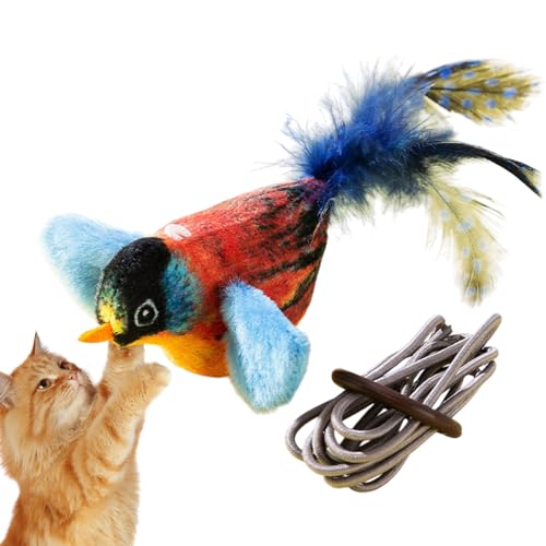 Lmyit 自動猫玩具 | 自動ペットチューイングトイ | 犬用さえずる鳥羽ばたきおもちゃ - 小型中型大型猫犬屋内屋外家庭用