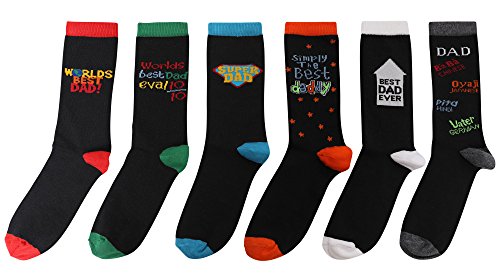 Pack of 6 Mens BEST DAD Designer Cotton Rich Socks Shoe Size 6-11
