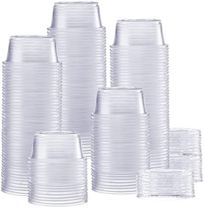 Comfy Package [200 Sets - 2 oz.] Plastic Disposable Portion Cups with Lids, Souffle Cups, Jello Cups
