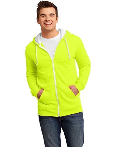 District Men's Young The Concert Fleece Full Zip Hoodie XS Neon Yellow