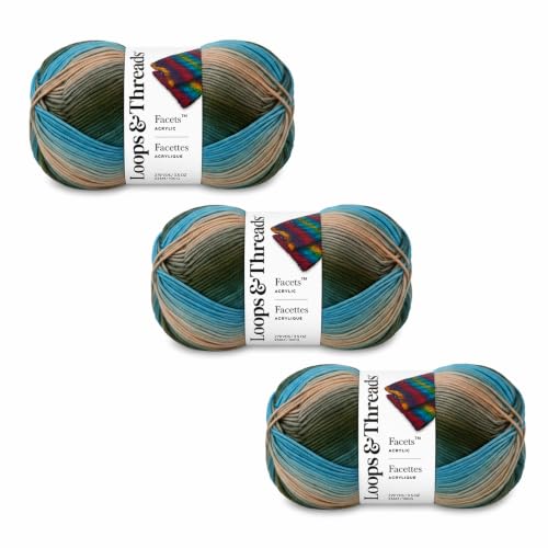 Loops & Threads Facets Yarn - Yarn for Knitting, Crochet, Weaving, and Arts & Crafts - Urban Sky, Acrylic, 3.5 oz