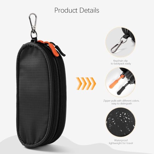 Image of Double Eyeglasses Case Soft Portable Zipper Sunglasses Pouch with Keychain Clip for Men Women
