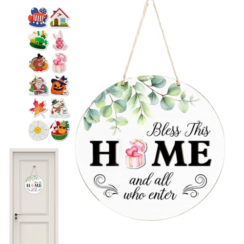 Welcome Entry Display, Seasonal Decor Board, 12 Inch Wooden Interchangeable