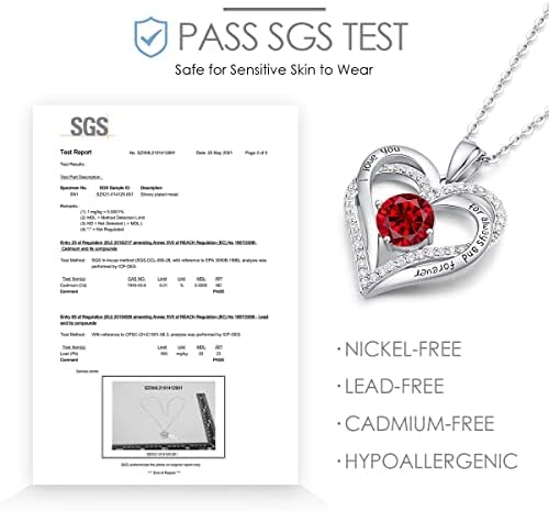 CDE 925 Sterling Silver January Birthstone Pendant Necklace for Women White Gold Plated Forever Love Heart Necklaces Jewellery Anniversary/Birthday Gifts for Her/Mum/Wife