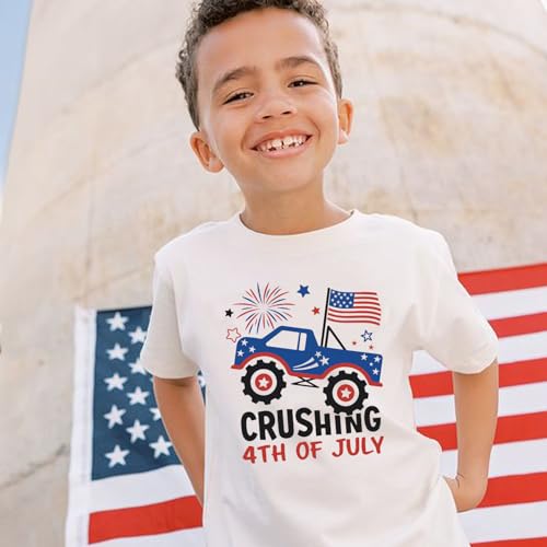 Image of Toddler Boys 4th of July Shirts Kids American Flag T-Shirt Girls Patriotic Short Sleeve Tees Cotton Top Clothes 1-7T