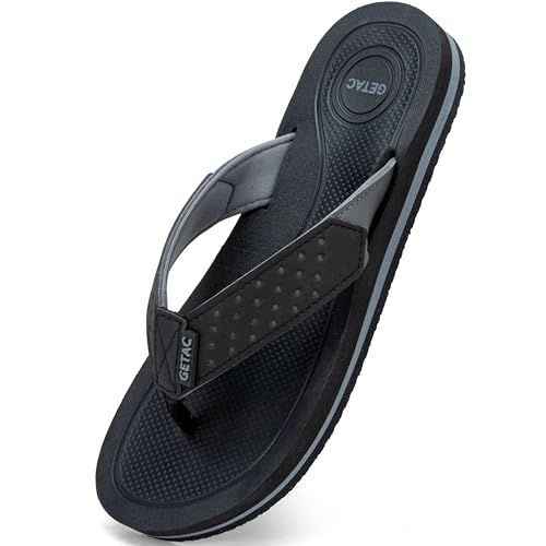 La mejor selección de Chanclas para Baño de esta semana. 47 Getac CHANCLAS, SANDALIAS HOMBRE Sandalias Flip Flop Suela Antiderrapante PANTUNFLAS EVA Ergonómicas, Pata de gallo trenzada impermeables Casuales Playa Baño (Negro, Sistema...