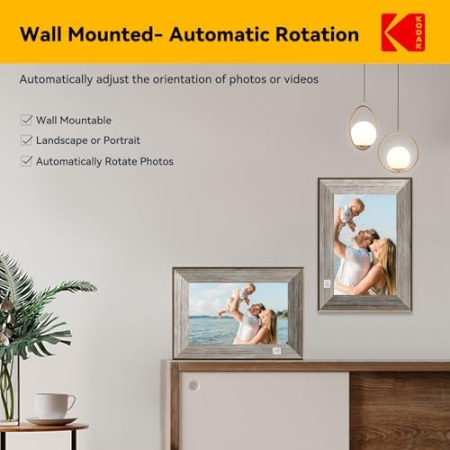 KODAK WiFi Dijital Fotoğraf Çerçevesi 10 inç, HD IPS Dokunmatik Ekran, Bulut Depolamalı Klasik Ahşap Elektronik Resim Çerçevesi, 32 GB Dahili Bellek, fotoğraf/videoyu uygulama üzerinden paylaşın - Görsel 7