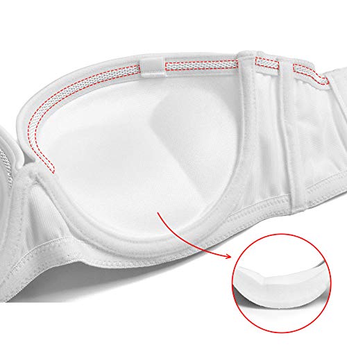 Vgplay White 34D Underwired Strapless Padded Push Up Convertible Bras For Women With Invisible Straps And Clear Back #TOP5