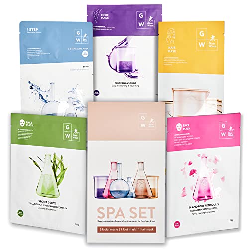 Glow Witch Spellbound Spa Kit – Includes 3 Face Sheet Masks, 1 Hair Mask, and 1 Foot Mask, Korean Beauty and Skincare