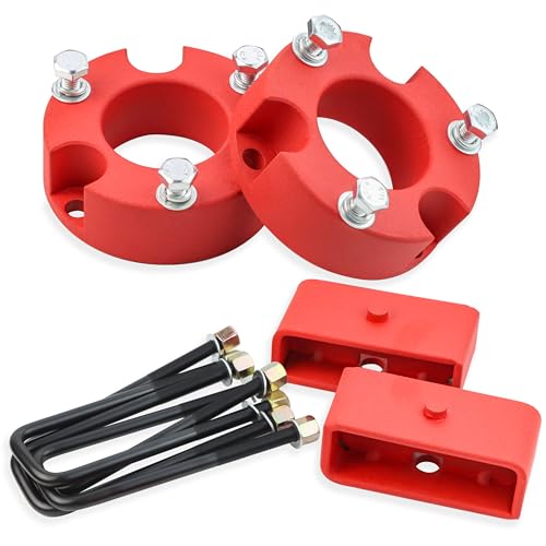 3 Front & 2 Rear Lift Kits for 2005-2023 Toyota Tacoma Suspension Leveling Kit with Front Strut Spacers and Rear Block Kit Wrinkle Red